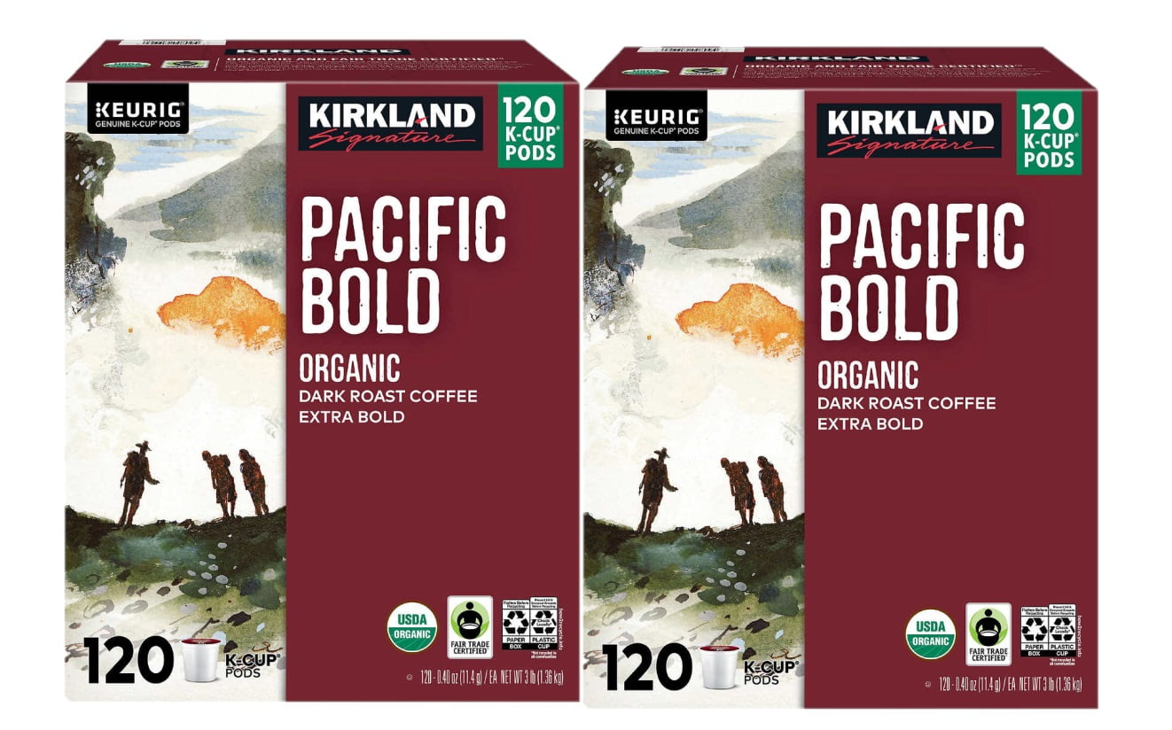 2 Pack Kirkland Signature Coffee Organic Pacific Bold KCup Pod, 120