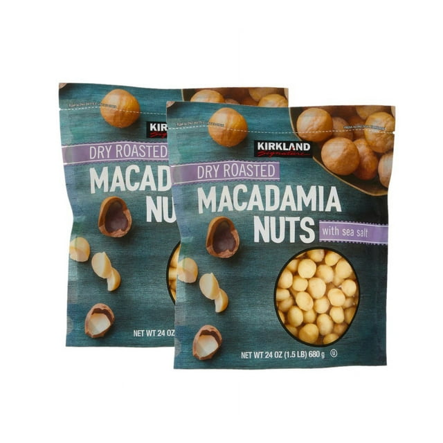 2 Pack Kirkland Signature Dry Roasted Macadamia Nuts, 24 oz