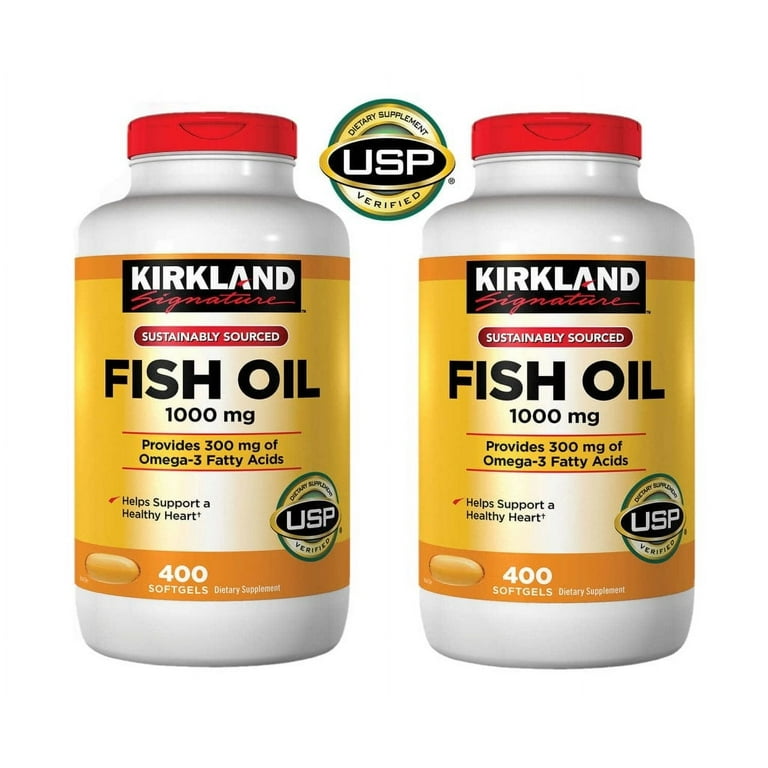 Kirkland Signature Fish Oil 1000 mg, Pack, 400 Softgels, Omega-3