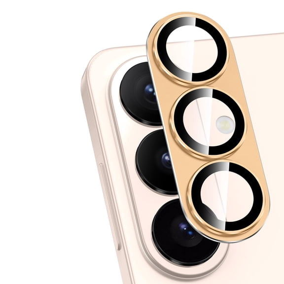 [2 Pack] KisonovaGuard for Samsung Galaxy S26 / S26 Plus Camera Lens Protector, [Full Coverage Metal][Military Grade Shatterproof] 9H Metal Tempered Glass Camera Screen Cover (Gold)