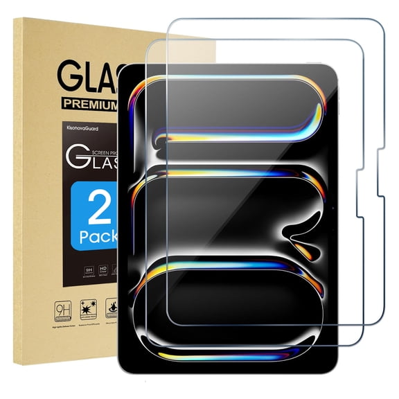 [2 Pack] KisonovaGuard Screen Protector for iPad Pro 13 inch M5/M4(8th/7th Generation,2025/2024), HD Clear 9H Tempered Glass Film with Face ID / Apple Pencil Pro Compatible