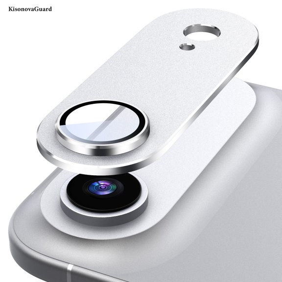 [2 Pack] KisonovaGuard for iPhone 17 Air Camera Lens Protector, [Military Grade Shatterproof][Full Coverage Metal] [Strong Adsorption] 9H Metal Tempered Glass Camera Screen Cover - White