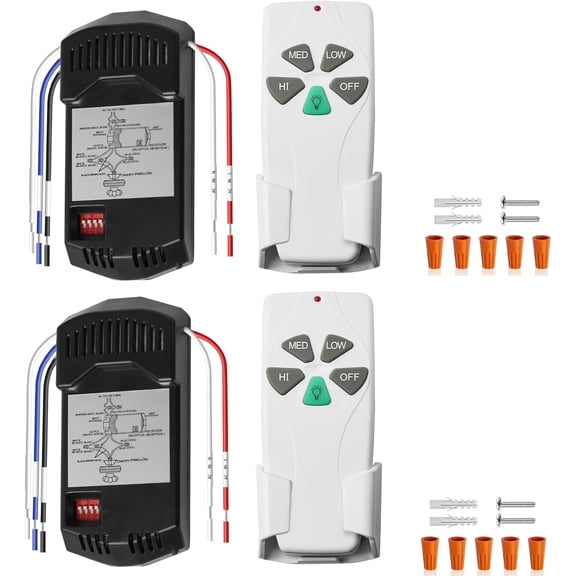 2 Pack Kit Universal Ceiling Fan Remote Control, Replacement for Hampton Bay , 3-Speed Light Dimmer FAN28R Receiver, Replace KUJCE9103 CHQ7030T UC7030T FAN-