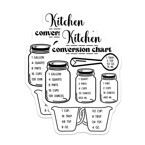 (2 Pack) Kitchen Conversion Chart Magnets - Baking Measurements - Cooking Conversions Helper - Fridge Decor for Cooks - 5 Inches On Longest Side - Thick Durable Magnet - Made in USA