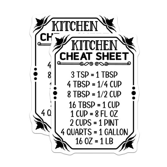 (2 Pack) Kitchen Conversion Chart Magnets - Cooking Measurements Guide - Baking Equivalents Reference - Home Chef Tools - 5 Inches On Longest Side - Thick Durable Magnet - Made in USA