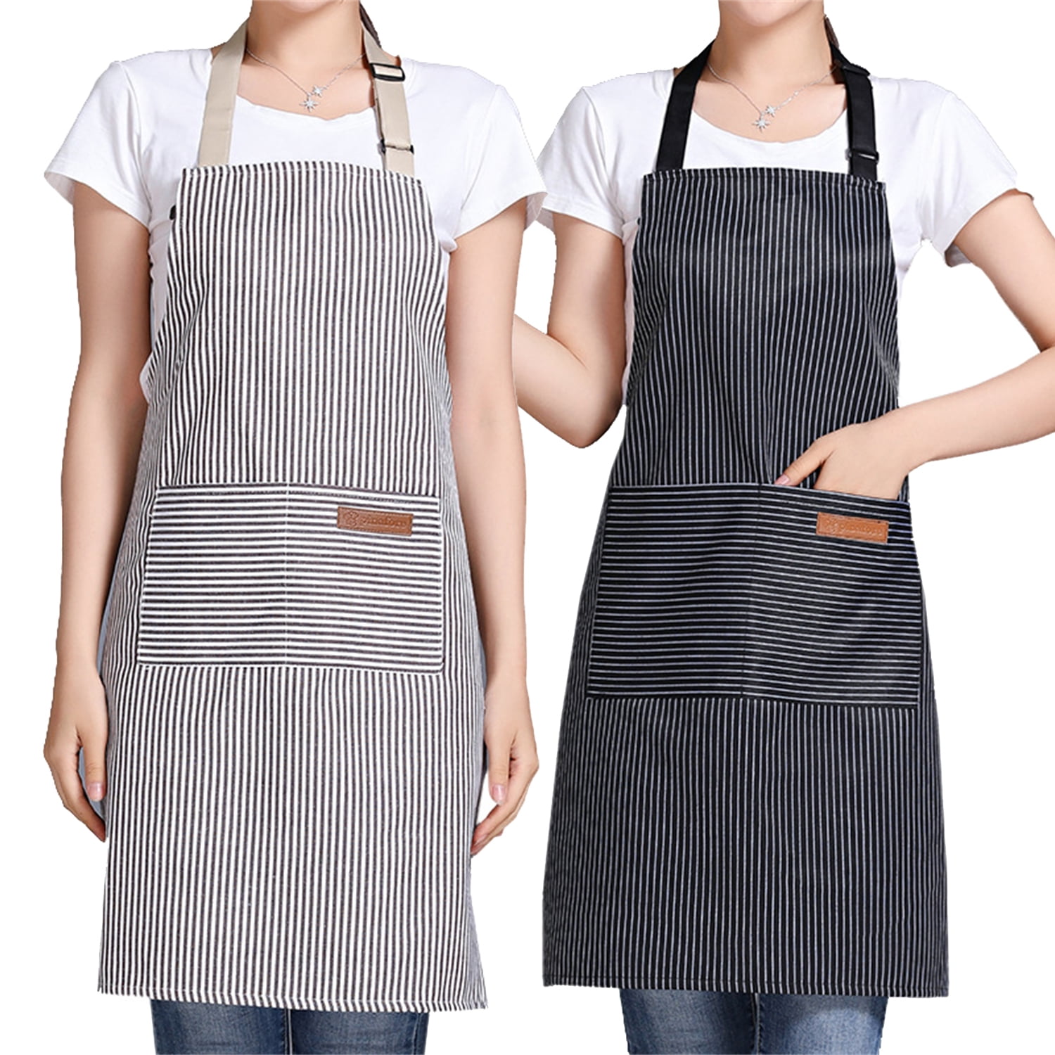 Kitchen Cooking Aprons,2 Pack Adjustable Bib Soft Chef Apron with 
