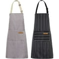 thumbnail image 1 of 2 Pack Kitchen Cooking Aprons, Adjustable Bib Soft Chef Apron with 2 Pockets for Men Women, 1 of 5