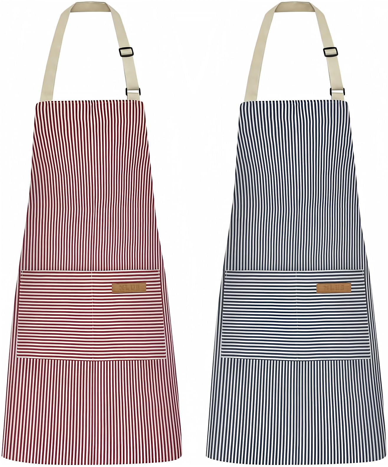 2 Pack Kitchen Cooking Aprons, Adjustable Bib Soft Chef Apron with 2 ...
