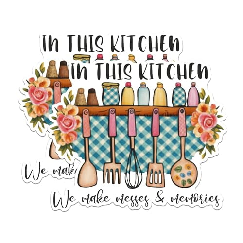 (2 Pack) Kitchen Magnet - Messes and Memories Magnet - Cute Kitchen Quotes Magnets- 5" On Longest Side - for Fridges, Toolboxes, Cars - Made in USA - MAG2983