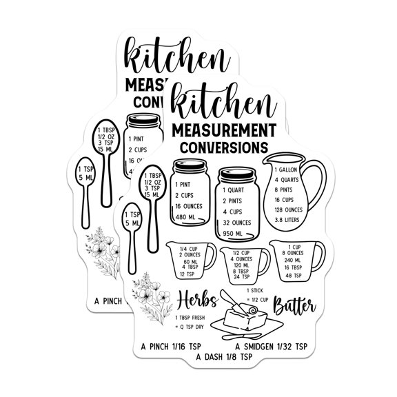 (2 Pack) Kitchen Measurement Conversion Magnets - Baking Conversions - Cooking Cheat Sheet - Refrigerator Helper for Home Cooks - 5" - Thick Durable Magnet - Made in USA