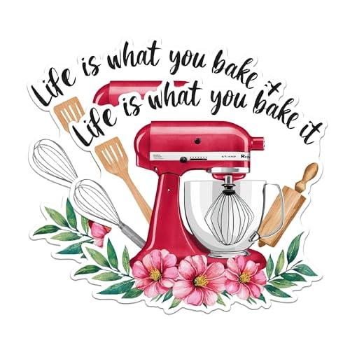 (2 Pack) Kitchen Mixer Magnets - Baking Quote Magnets - Cooking Utensils Magnets for Bakers- 5" On Longest Side - for Fridges, Toolboxes, Cars - Made in USA - MAG2992