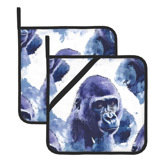 2 Pack Kitchen Pot Holders Heat Resistant Oven Hot Pads With Hand Pockets And Hanging Loops For Baking Cooking 8x8in The Wise Gorilla