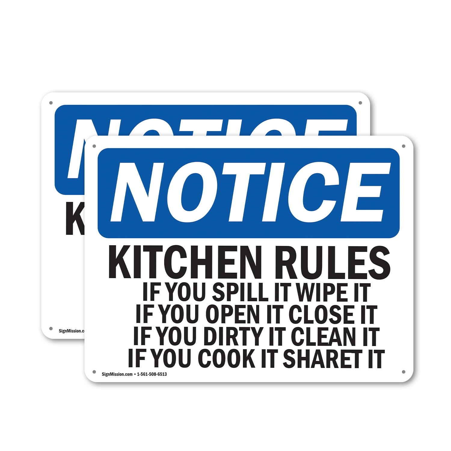 (2 Pack) Kitchen Rules If You Spill It Wipe It If OSHA Notice Sign 18 ...