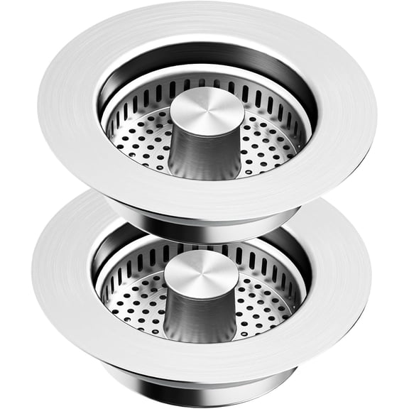 2 Pack Kitchen Sink Drain Strainer & Stopper with Basket, Stainless Steel Drain Plug Cover Catcher for Food Waste - Sink Accessories for Home or Kitchen Sink Shroom Fit US Standard 3-1/2'' Drain Hole