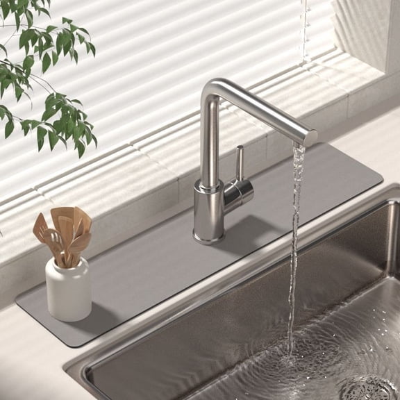 2 Pack Kitchen Sink Faucet Absorbing Mat, 15x5.5 Inch Splash Guard, Drip Catcher (Style-3)