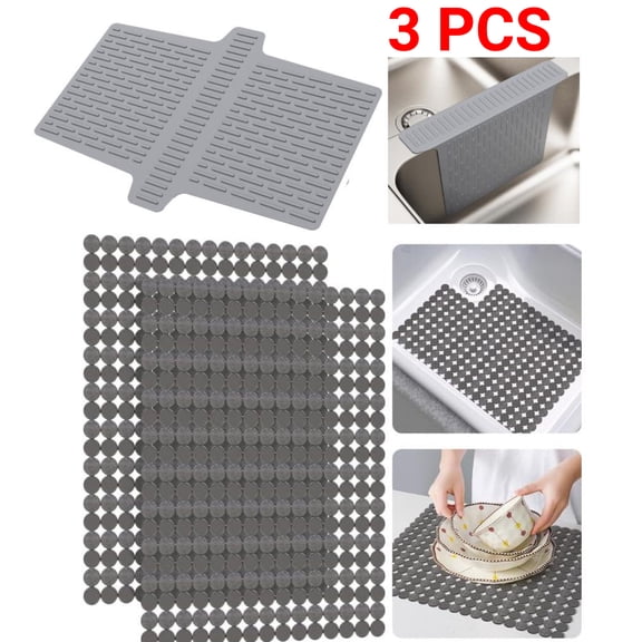 2 Kitchen Sink Mat 15.7 x 11.8 & 1 Sink Saddle Divider Protector 12.83'' x 11.1'', Sink Protector
