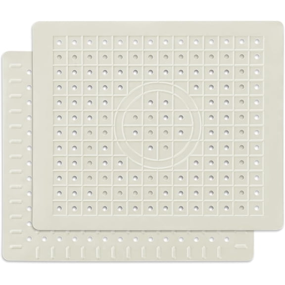 2 Pack Kitchen Sink Mat, 12" x 10" Dish Drying Mat, Sink Protector Mats for Bottom of Kitchen Sink, Fast Draining Sink Mats Grid, White