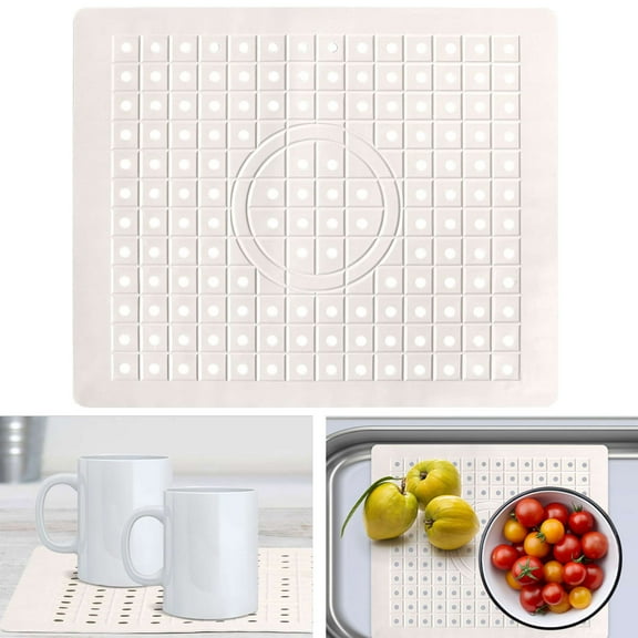 2 Pack Kitchen Sink Mat Drain Pad Protector 10" x 12" Non-Slip Rubber Dish Drying Mat for Dishes and Glassware