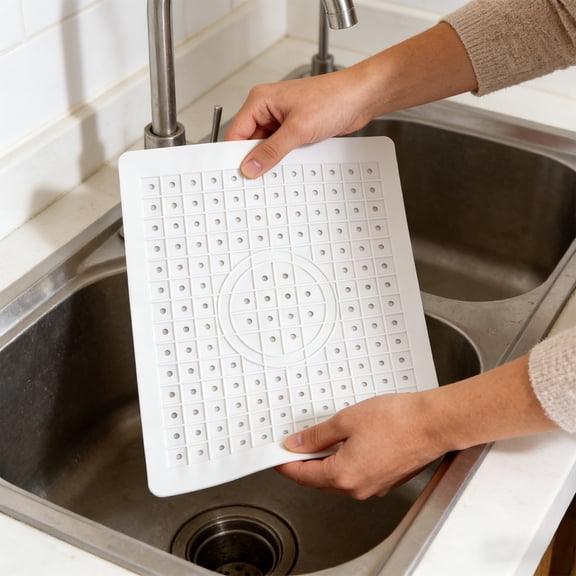 2 Pack Kitchen Sink Mat Drain Pad Protector 10" x 12" Non-Slip Rubber Durable