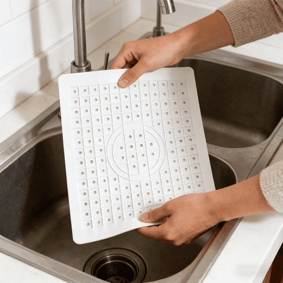 2 Pack Kitchen Sink Mat Drain Pad Protector Non-Slip Rubber Durable , Easy to Clean & DIY Cut,A