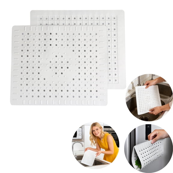 2-Pack Kitchen Sink Mat: PVC Adjustable Sink Protector | Sink liner Pad | Dish Drying Mats, Easy to Clean & DIY Cut | 10.23 x 12.2 inch
