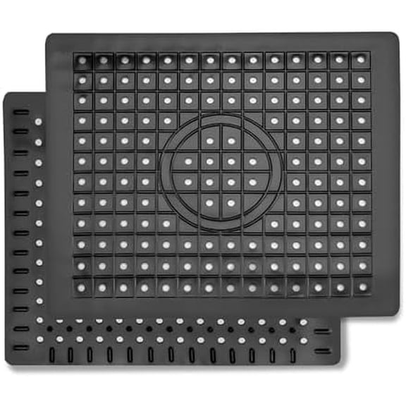 2-Pack Kitchen Sink Protector Mat - 12"x10" Fast Draining Grid Dish Drying Mat, Rectangular PVC Liner for Bottom of Sink, Black