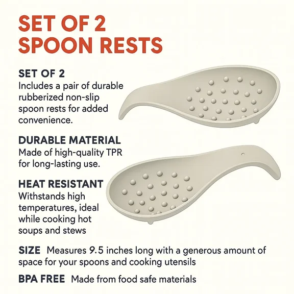 2 Pack Kitchen Spoon Rest Non Slip Tpr For Stove Top Cooking Tasting Spoons New