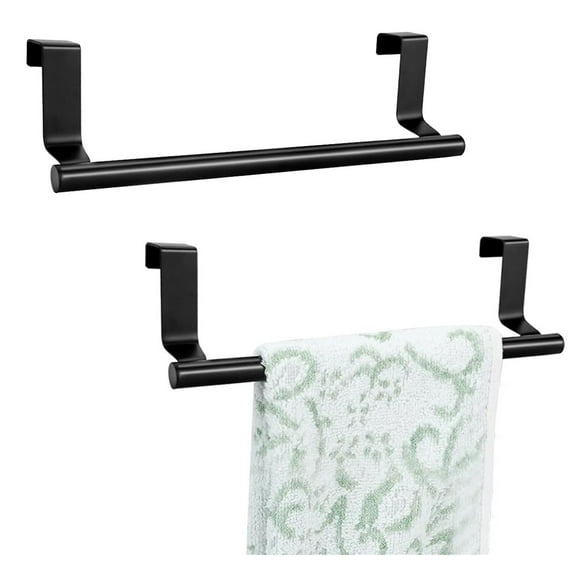 2 Pack Kitchen Towel Rack,Bexikou Over Door Hand Towel and Washcloth Bar Holder,Over Cabinet Towel Bar,Kitchen Towel Rail for Cupboard Drawer Cabinet, Kitchen and Bathroom(Black)