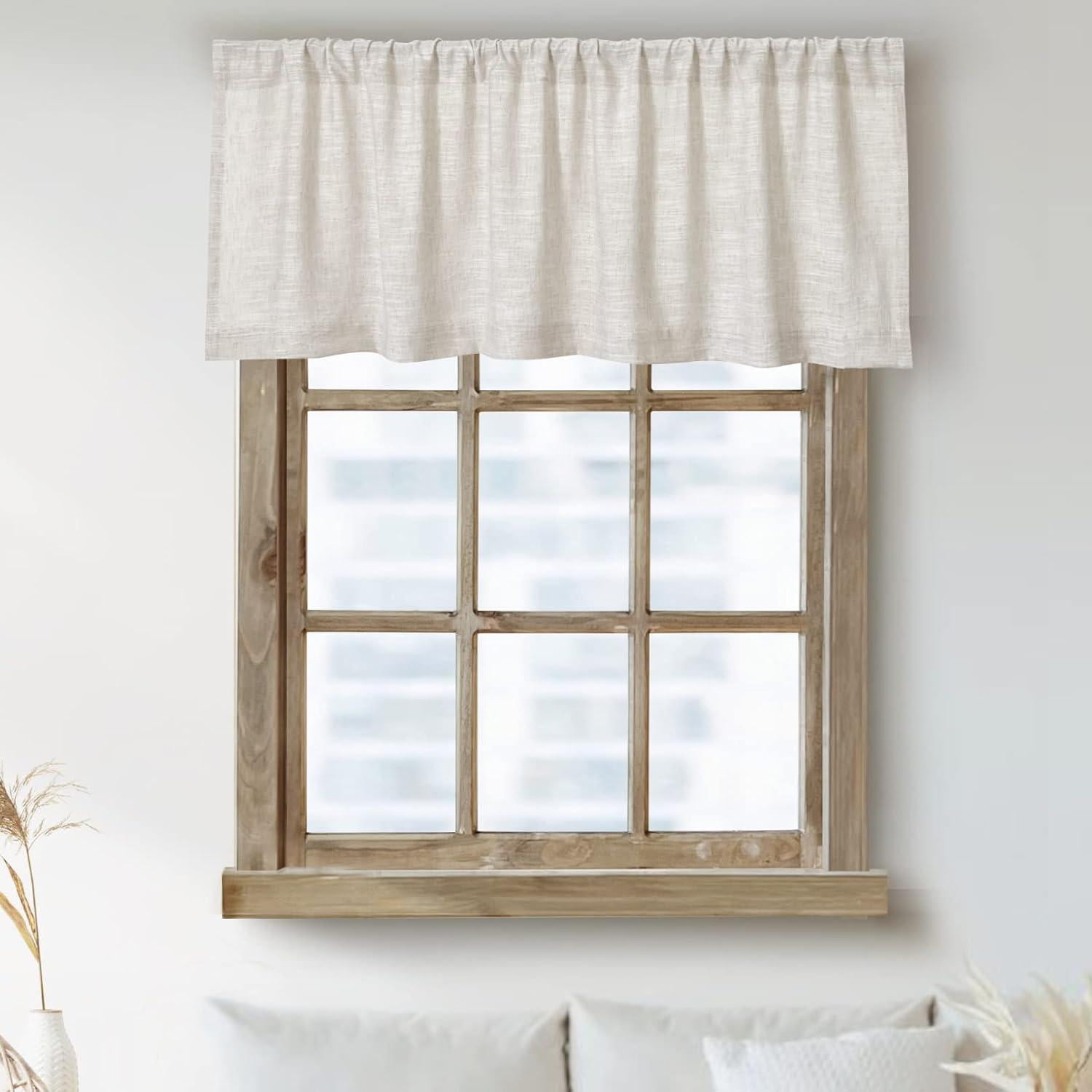 2 Pack Kitchen Valances for Windows Modern Farmhouse Cotton Linen ...
