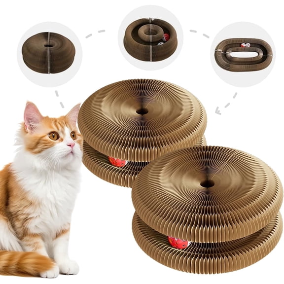 Kitty Cat Toy, Cat Scratchers for Indoor Cats, Magic Organ Foldable Cardboard Cat Scratcher, Cat Toy Interactive Relieve Boredom and Exercise Brown