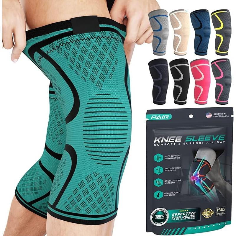 2-Pack Knee Compression Sleeves For Pain Relief - Support For Running, Gym, Arthritis, Meniscus Tears