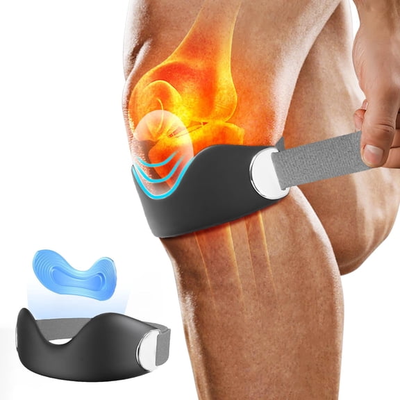 2 Pack Knee Braces with Silicone Sleeve for Stabilizing the Knee Tendon, Adjustable Strap Non-Slip Patellar Tendon Stabilizer, Knee Pain Relief Support Brace for Tendonitis,  Running & Hiking