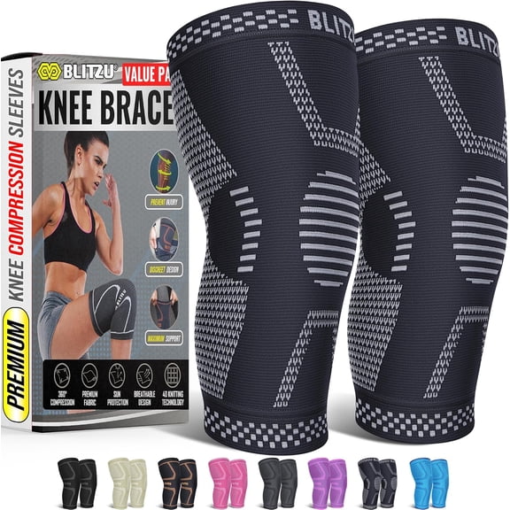 2 Pack Knee Compression Sleeve, Joint Pain Relief Support Sleeve for Sports Recovery, Jet Black XL