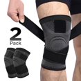 thumbnail image 1 of 2 Pack Knee Compression Sleeve for Men Women,Joint Pain Relief and Arthritis Relief for Running, Cycling, Basketball with Adjustable Strap,L, 1 of 7