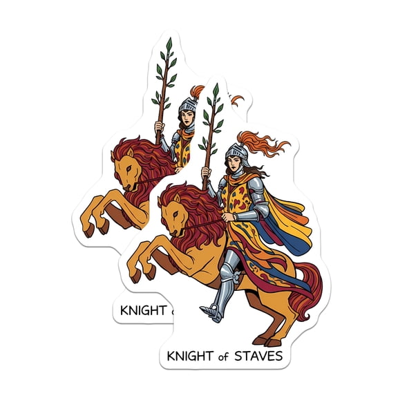 (2 Pack) Knight of Staves Magnets - Tarot Card Rider Art - Medieval Fantasy Warrior Decor - Esoteric Mystic Symbol - 5 Inches On Longest Side - Thick Durable Magnet - Made in USA - MAG21788