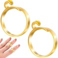 thumbnail image 1 of 2 Pack Knitting Crochet Loop Ring for Fingers, Adjustable Single Hook Crochet Tension Ring, Metal Open Yarn Guide Finger Holders, Knitting Thimbles for Crochet- Gold, 1 of 5