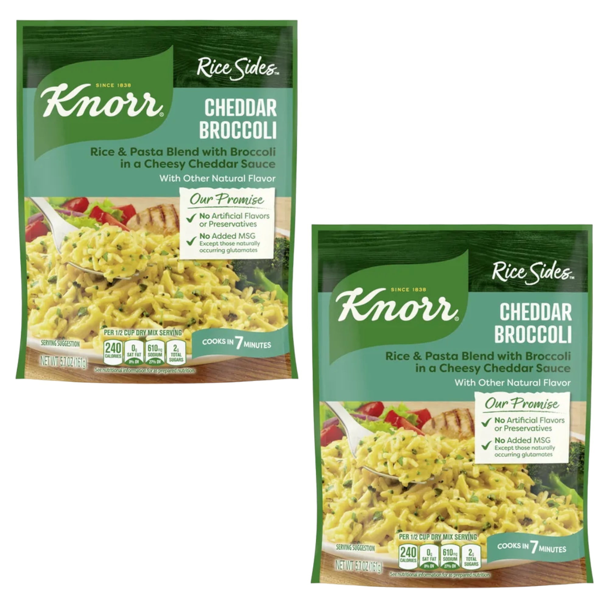 (2 Pack ) Knorr Rice Side Dish Cheddar Broccoli No Artificial Flavors ...