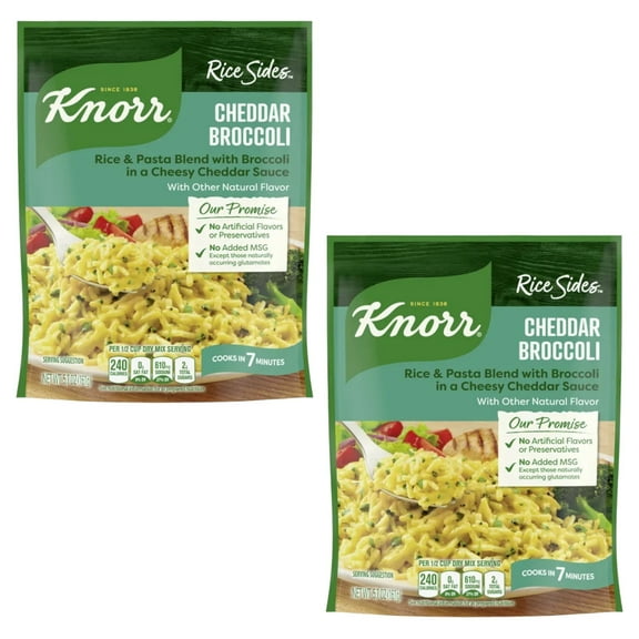 (2 Pack ) Knorr Rice Side Dish Cheddar Broccoli No Artificial Flavors, No Preservatives, No Added MSG 5.7 oz