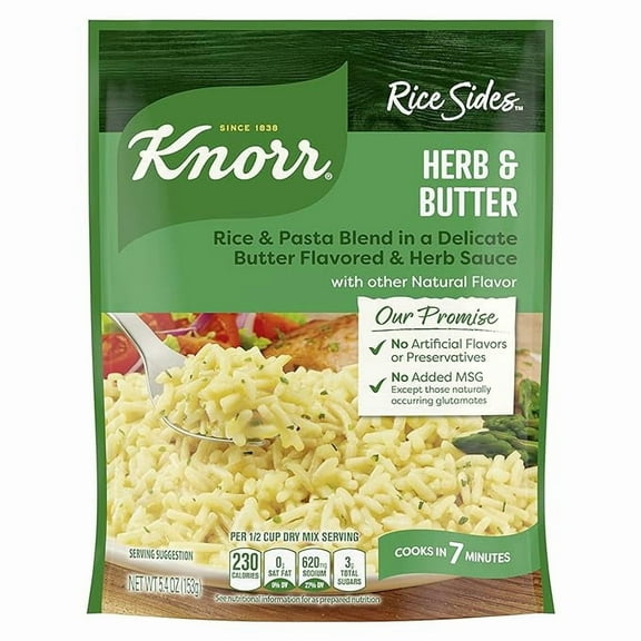 2-Pack Knorr Rice Sides For a Tasty Rice Side Dish Herb & Butter Long Grain Rice and Vermicelli Pasta Blend No Artificial Flavors, No Preservatives, No Added MSG 5.4 oz