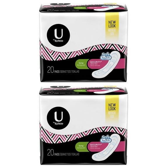 (2 Pack) Kotex Ultra Thin Long Pads, 20 ct