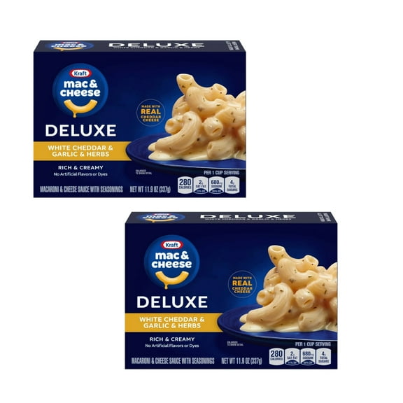 ( 2 Pack ) Kraft Deluxe White Cheddar & Garlic & Herbs Macaroni & Cheese Dinner, 11.9 Oz Box