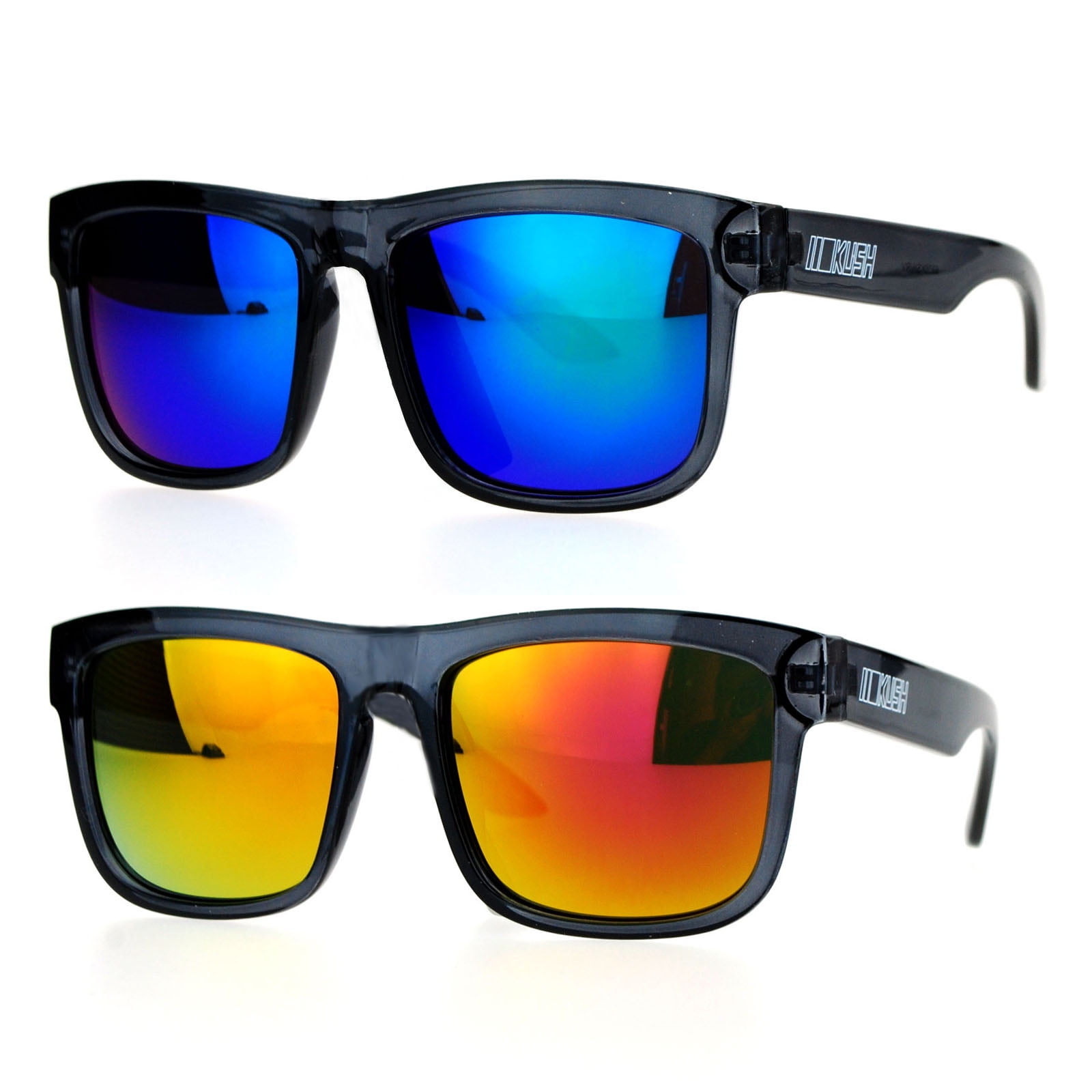 2-Pack) Kush Mens Neon Pop Horn Rim Sport Horned Sunglasses 1