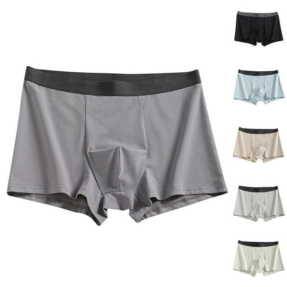 2 Pack L-4X Plus Size Mens Underwear Cotton Boxer Briefs Big & Tall Boys Classic Color-Block Breathable Mid Waisted Stretchy Slim-Fit Athletic Workout Boxers