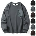 thumbnail image 1 of 2 Pack L-6X Plus Size Sweatshirts for Men with Zipper Pocket Big & Tall Crewneck Shirts Long Sleeve Casual Solid Color Pullover Basic Sweatshirt Tops, 1 of 8