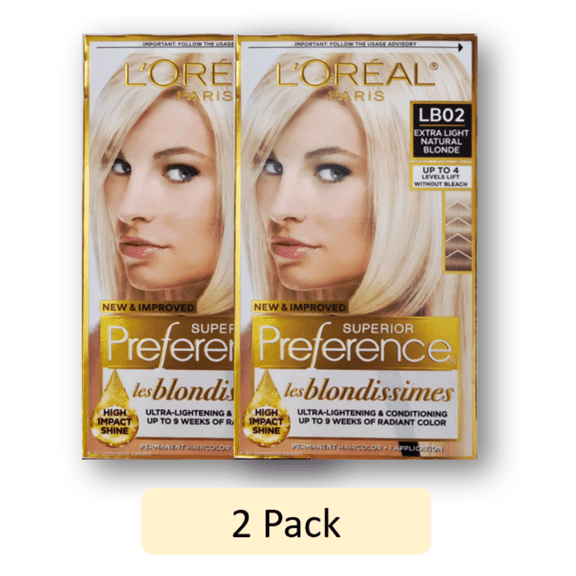 (2 Pack) LOral Paris Superior Preference Fade-Defying + Shine Permanent Hair Color, LB02