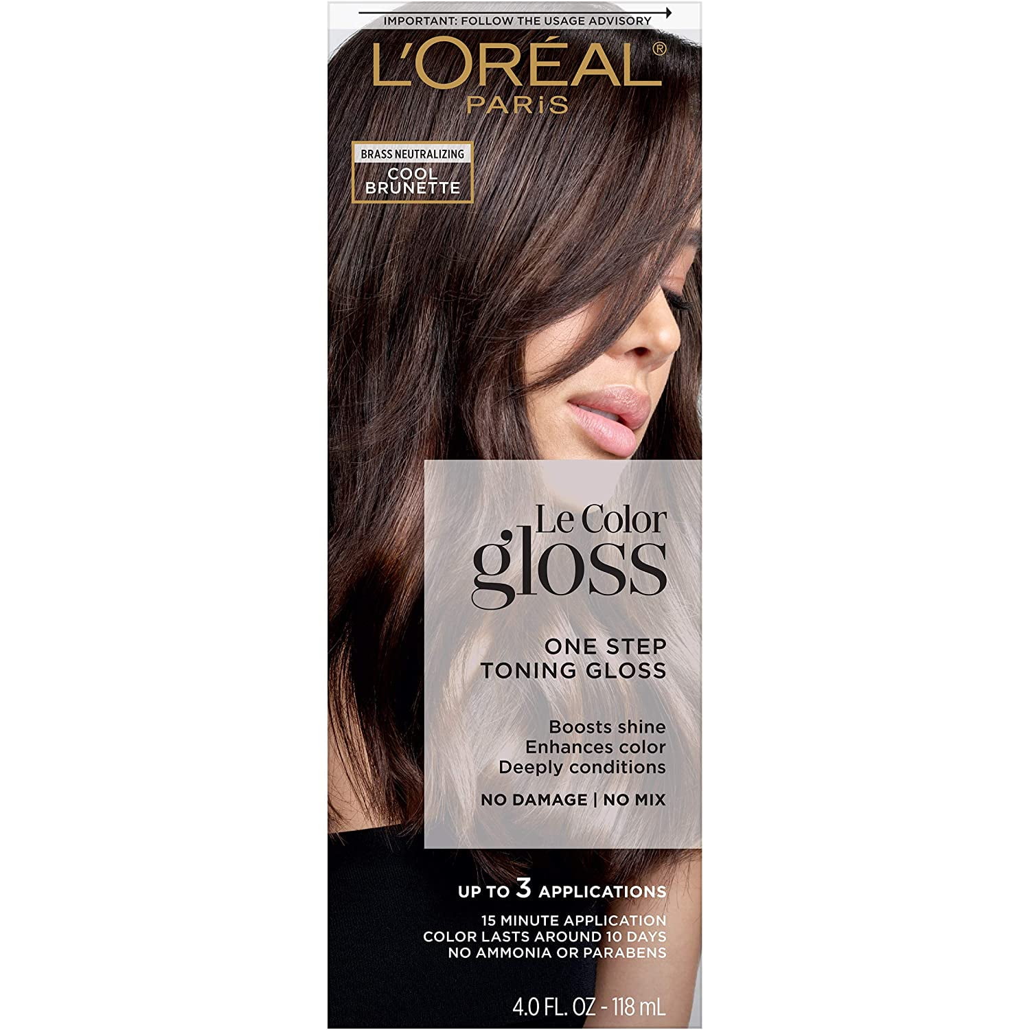 2 Pack L'Oreal Paris Le Color One Step Toning Hair Gloss, Cool Brunette, 4 Ounce