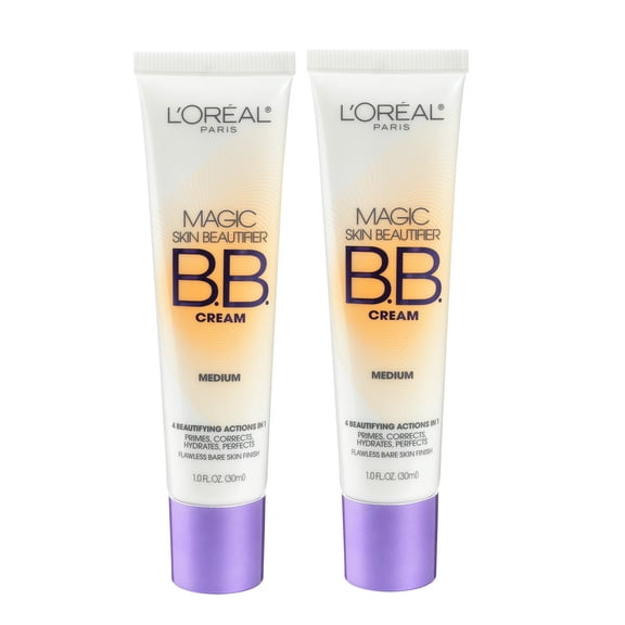 (2 Pack) L'Oreal Paris Magic Skin Beautifier BB Cream for Face, Medium, 1 fl oz