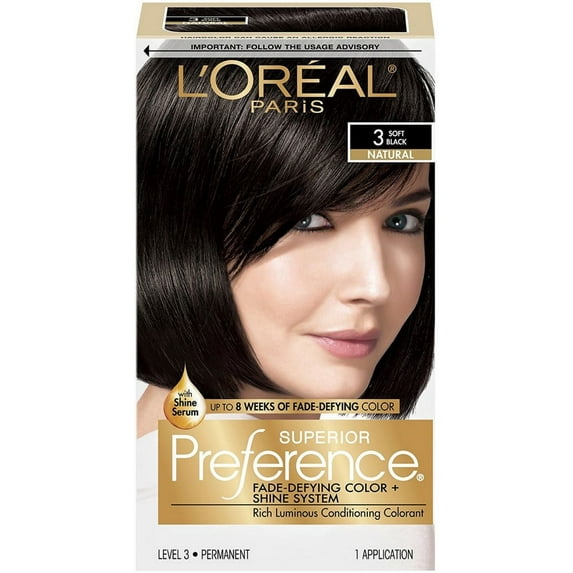 2 Pack - L'Oreal Paris Superior Preference Permanent Hair Color, 3 Soft Black 1 ea