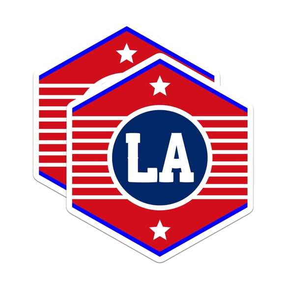 (2 Pack) LA Initial Magnets - Red White Blue Design - LA Letters Home Decor Magnets - 5" On Longest Side - Premium Magnet - for Cars, Refrigerators, Toolboxes, Lockers - Made in USA - MAG18734