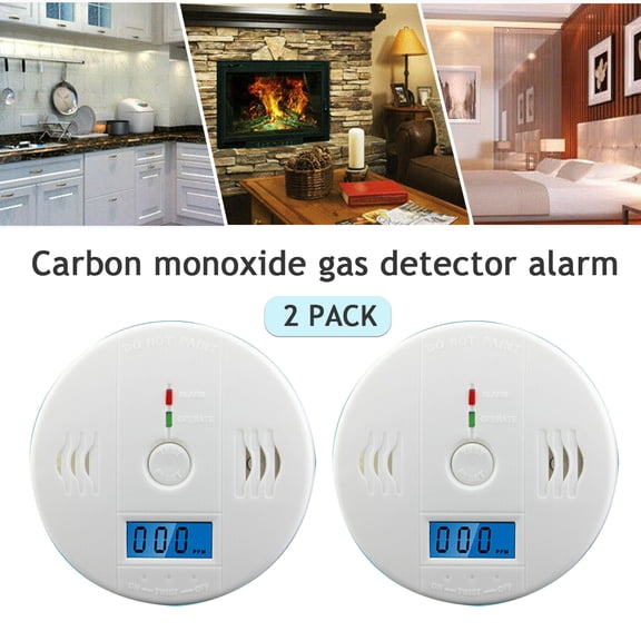 2 Pack LCD Display CO Carbon Monoxide Gas Detector Device Home Safety Alarm Detector